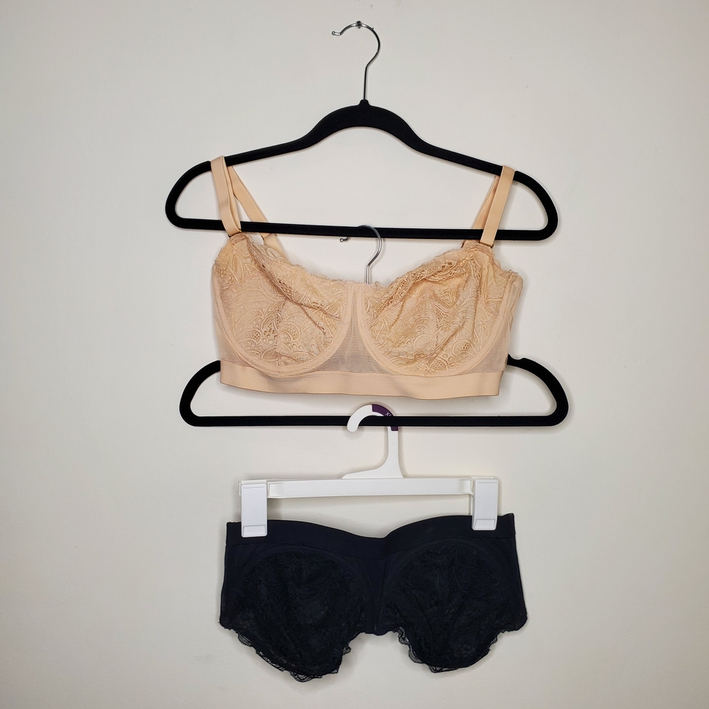 Lively Cream and Black Convertible Lace Bra Set Size 38DD